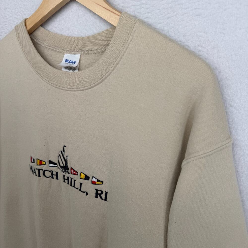 WATCH HILL Sweatshirt Mens M Rhode Island Westerly East Beach Pullover Beige - Picture 4 of 12